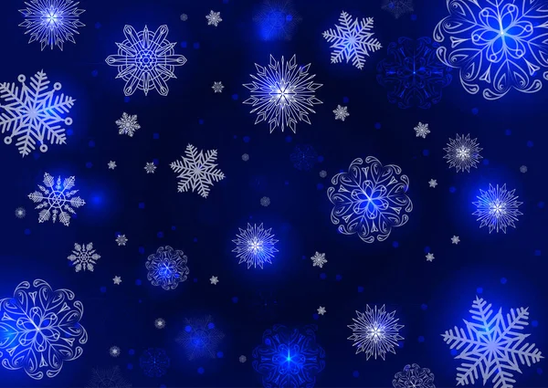 Снежинки на синем фоне — стоковый вектор
