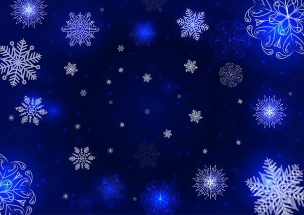 Snöflingor på en blå bakgrund — Stock vektor