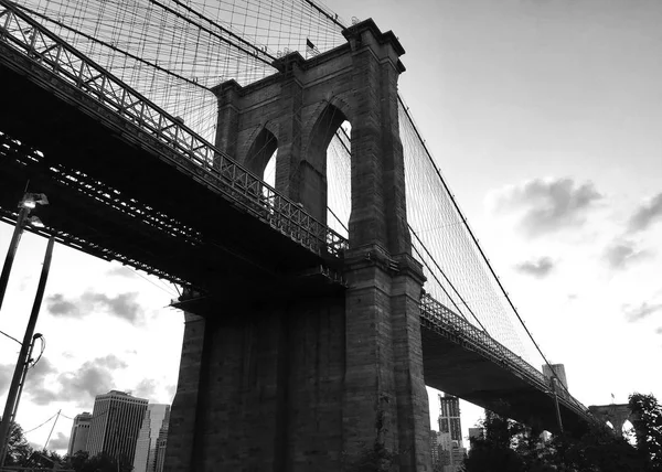 Pont Brooklyn en noir et blanc — Photo