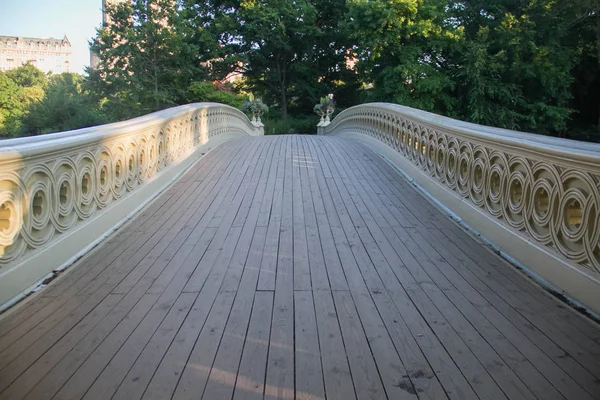 Wandelpad van Bow brug en bomen in Central Park, New York — Stockfoto