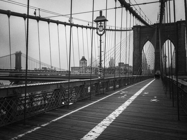 Brooklyn bridge and Manhattan bridge in black and white style