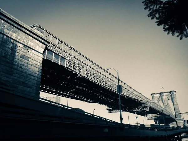 Ponte Brooklyn Perspectiva Vista Estilo Vintage — Fotografia de Stock