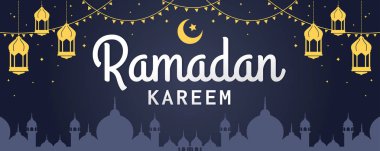 Ramazan Kareem yatay vektör afiş metin ortada