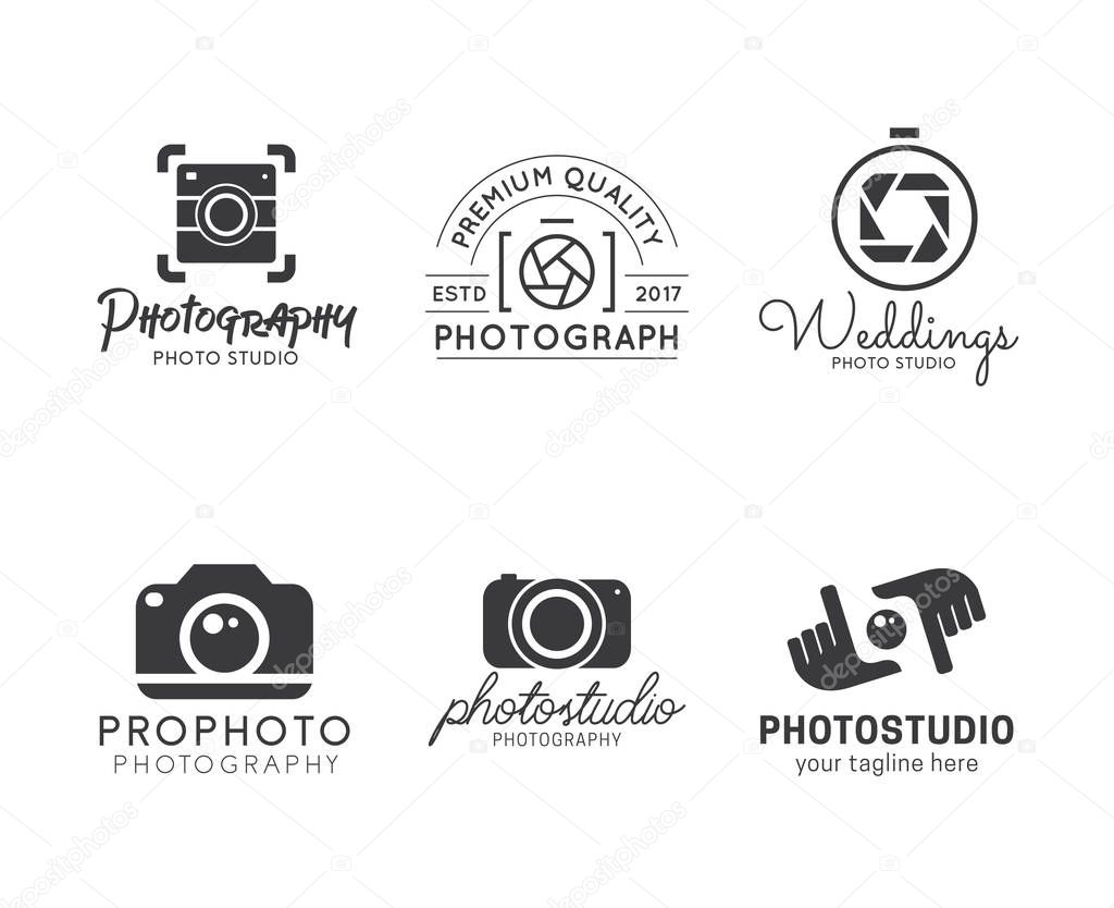 Set of photography logo, Vector Icons for Photographers, Photo camera vector illustration.