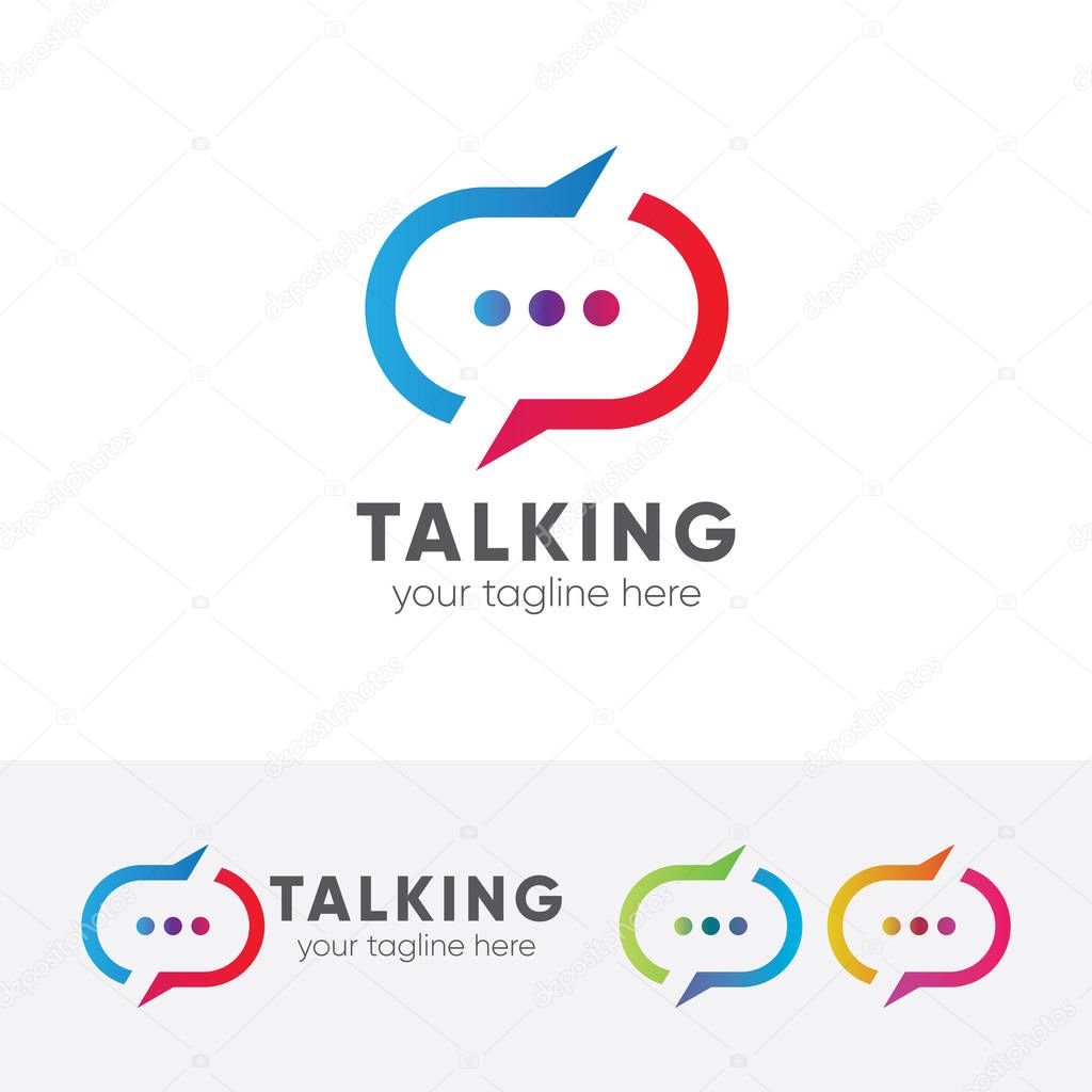 Talking logo, chat, messaging, forum, vector logo template.