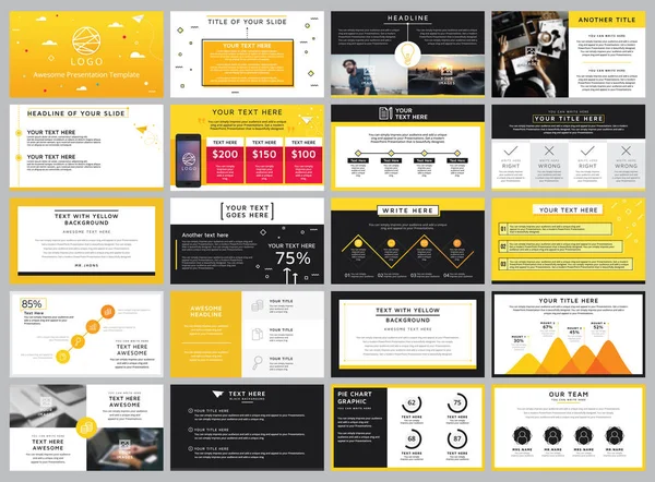 Kreativer Aktienvektor mit gelben und schwarzen Elementen für die Infografik — Stockvektor