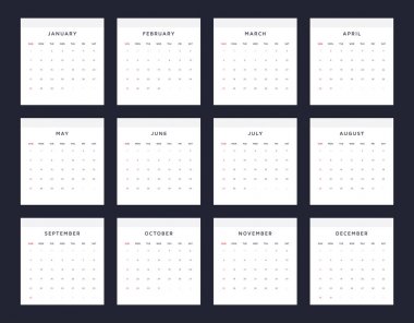 Basit ve temiz 2018 takvim vektör şablonu