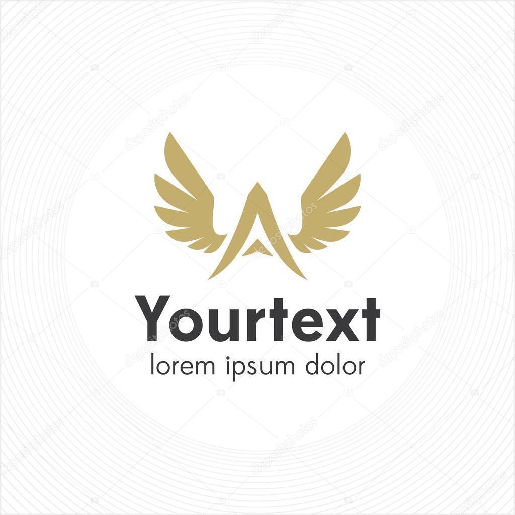 Luxury vintage and letter A logo design, logotype with wings logo, vector logo template