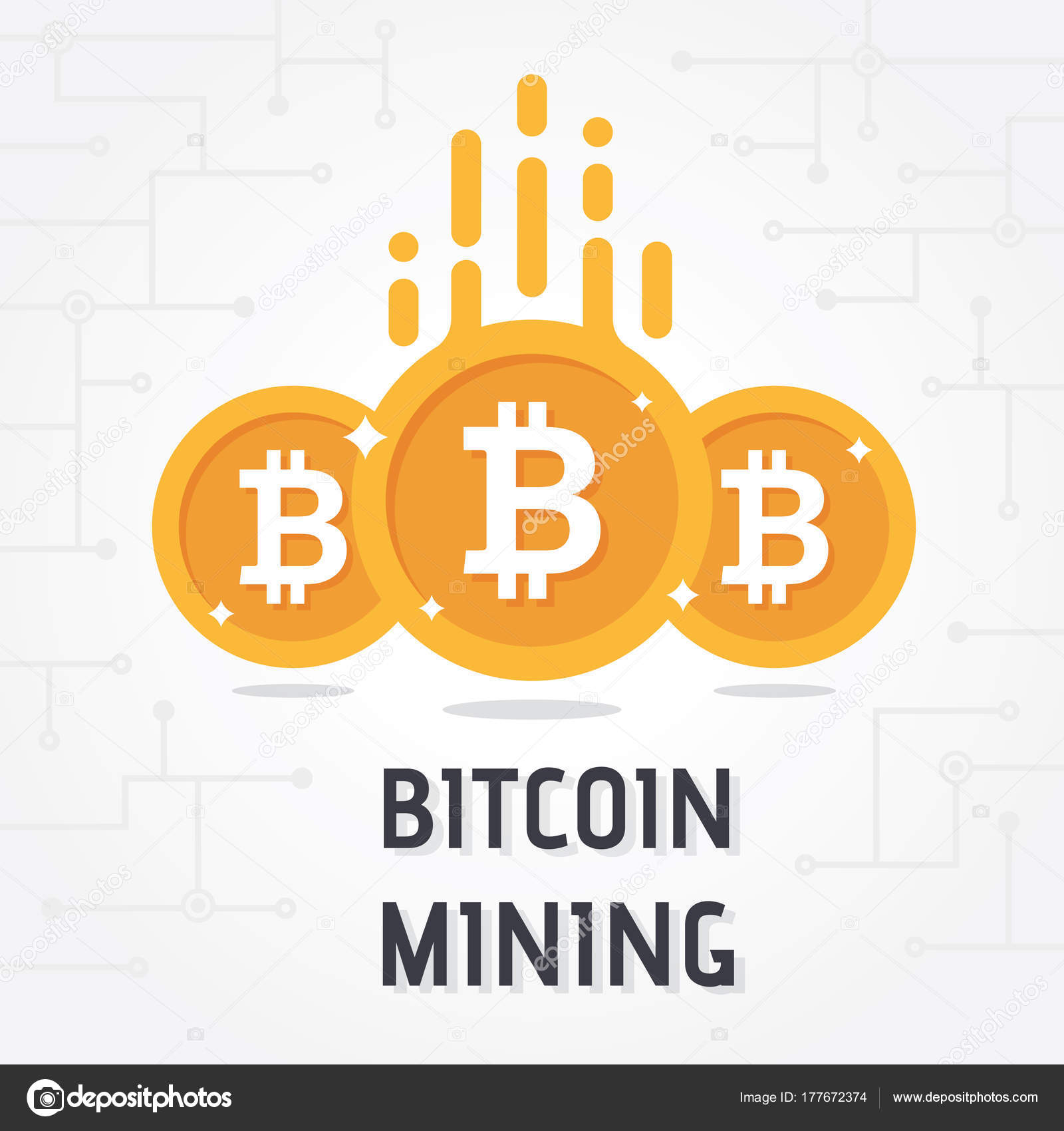 Golden Bitcoin Digital Currency White Background Bitcoin Mining - 