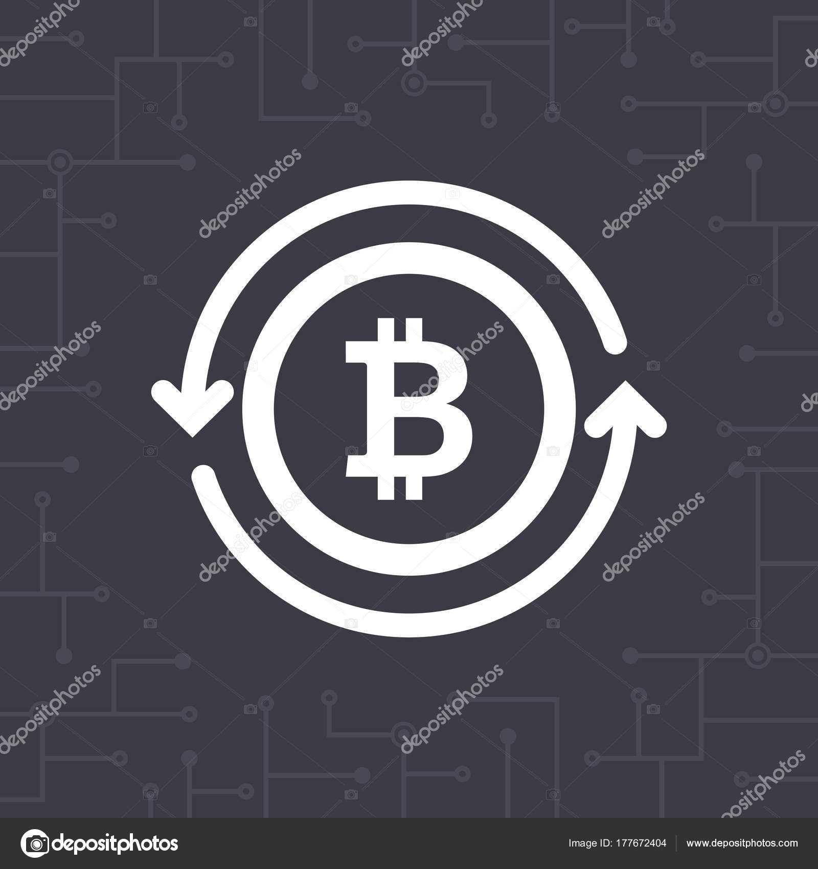 带圆圈箭头的白色比特币符号比特币图标为Cryptocurrency 数字货币矢量图图库矢量图©Fand Studio 177672404