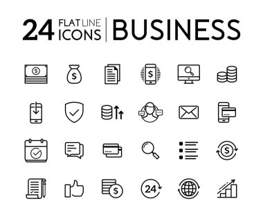 İş için çizgi düz simgeler kümesi. İş simgeler koleksiyonu. Koleksiyon modern Infographic logo ve piktogram