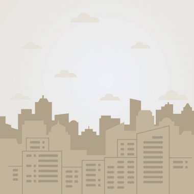 Vektör şehir manzarası düz Illustration. Vektör şehir manzarası düz Illustration. Şehir manzarası Sillhouette