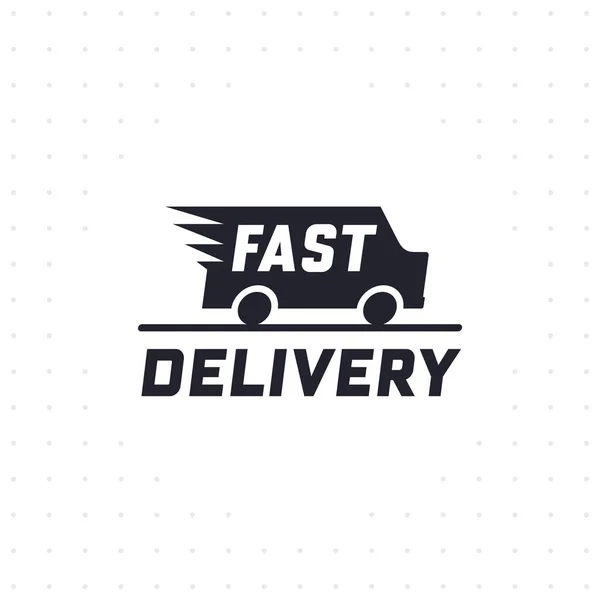 Fast Delivery Concept Truck Van Black Color Delivery Label Online — Stock Vector