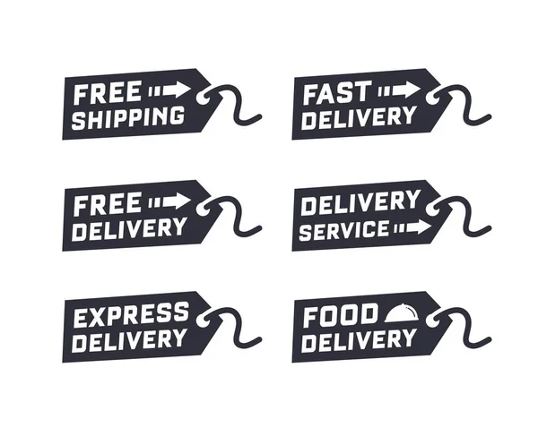 Vector Set Delivery Service Free Delivery Free Shipping Labels Illustration — Stock Vector