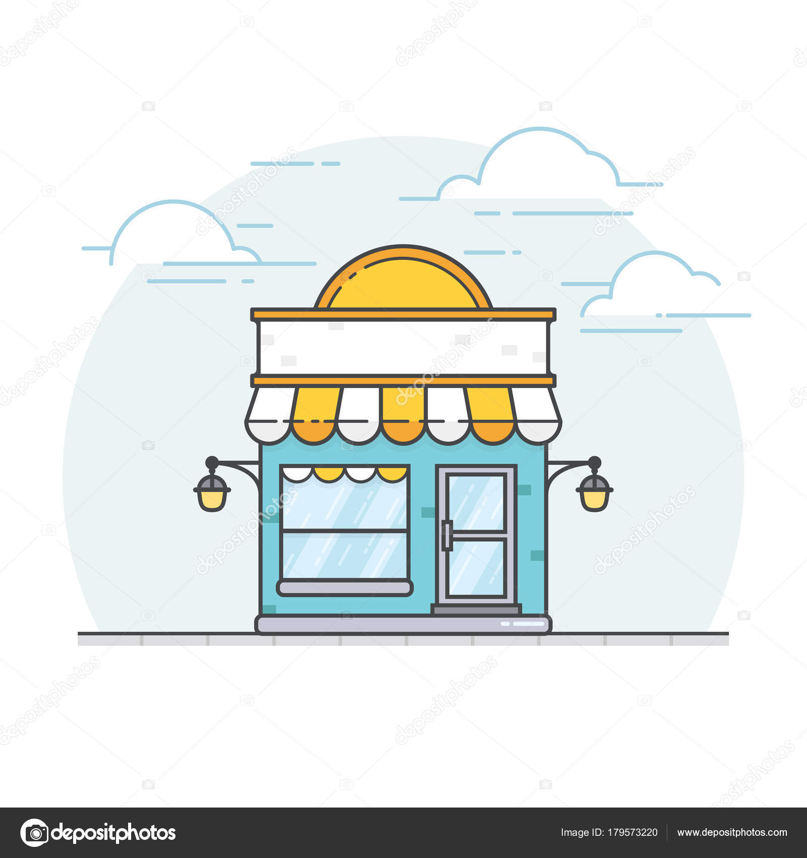 Download Storefront Flat Style Flat Design Store Building Vector ...
