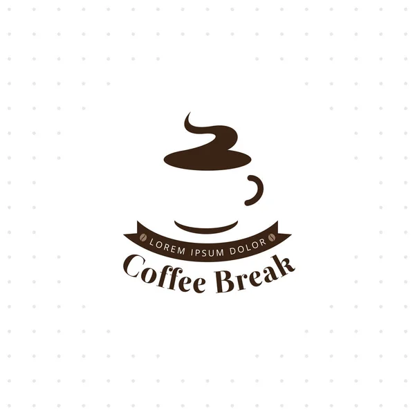 Przerwa Kawę Logo Wektor Logo Dla Coffee Shop Coffee Cup — Wektor stockowy