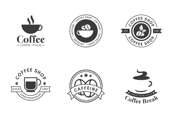 Kaffe Logotyp Uppsättning Kaffe Logotyp Och Etikett Svart Färg Uppsättning — Stock vektor