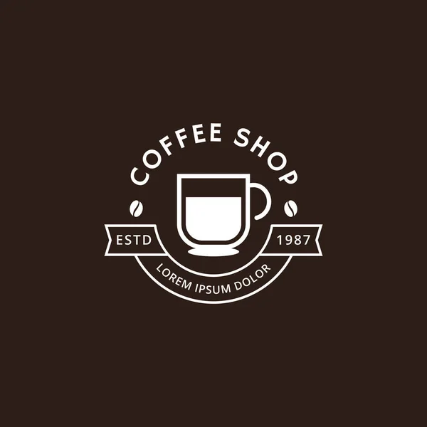 Coffee Shop Logo Kolorze Białym Kawa Logo Dla Kawiarni Lub — Wektor stockowy
