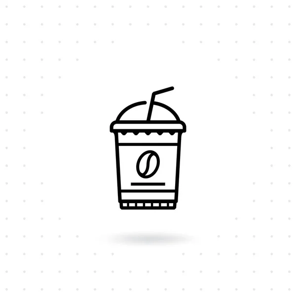 Kaffeetasse Wegnehmen Milchshake Cocktail Eiskaffee Vektor Flatline Eiskaffee Coffee Vektorillustration — Stockvektor