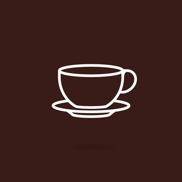 コーヒー カップのアイコン 茶色の背景のライン スタイルのデザインのコーヒー カップのアイコン ホットド リンクのベクトル図 — ストックベクタ