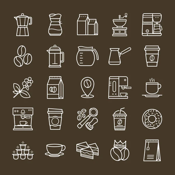 Egyszerű Készlet Ból Kávé Kapcsolódó Vektor Vonal Ikonok Kávé Gyűjtemény — Stock Vector