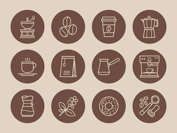 Simple Vector Icons Coffee Collection Coffee Icons Thin Line Style — Stock Vector