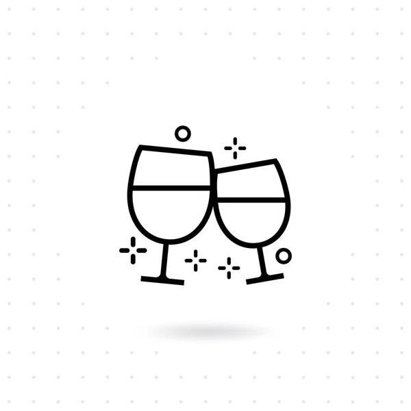 酒杯图标 矢量香槟玻璃图标 葡萄酒玻璃图标在时尚的平面风格孤立的背景 矢量插图 — 图库矢量图片