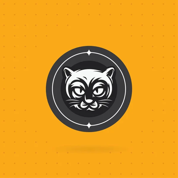 Pictograma Pisicii Cerc Logo Feței Pisicii Negre Ilustrație Vectorială Design — Vector de stoc