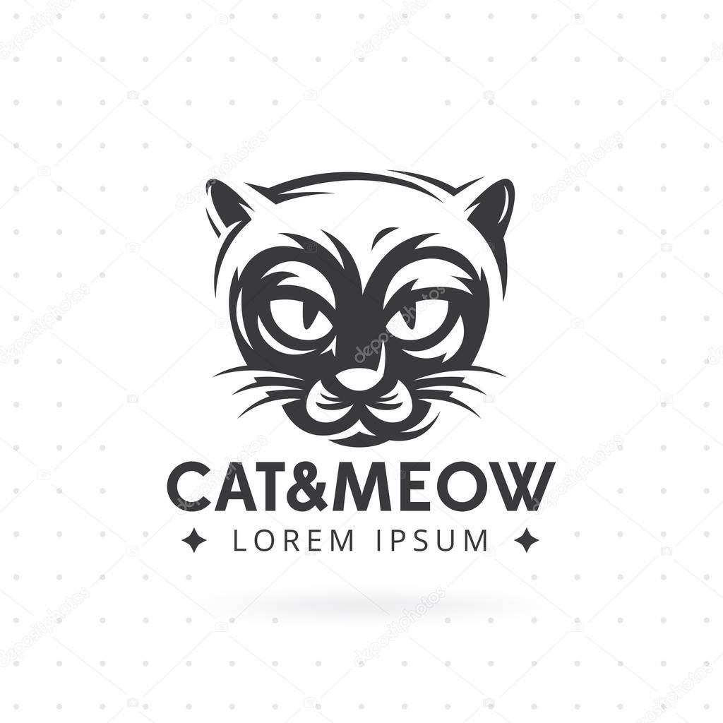 Cat face logo - vector illustration, emblem design. Logo and label illustration cat head on white background. Animal logo template