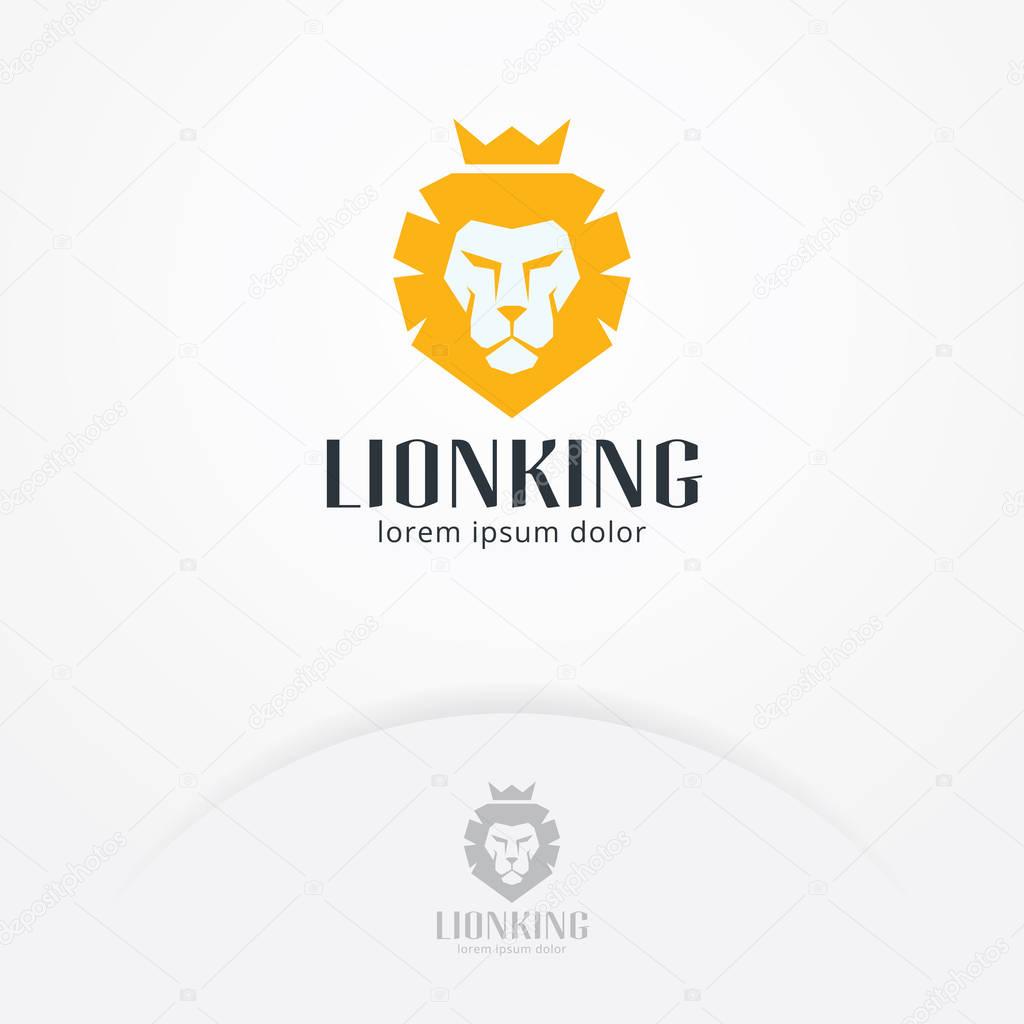 Lion head logo design, Vector illustration. Animal emblem design on white background. Lion head symbol with crown for any business