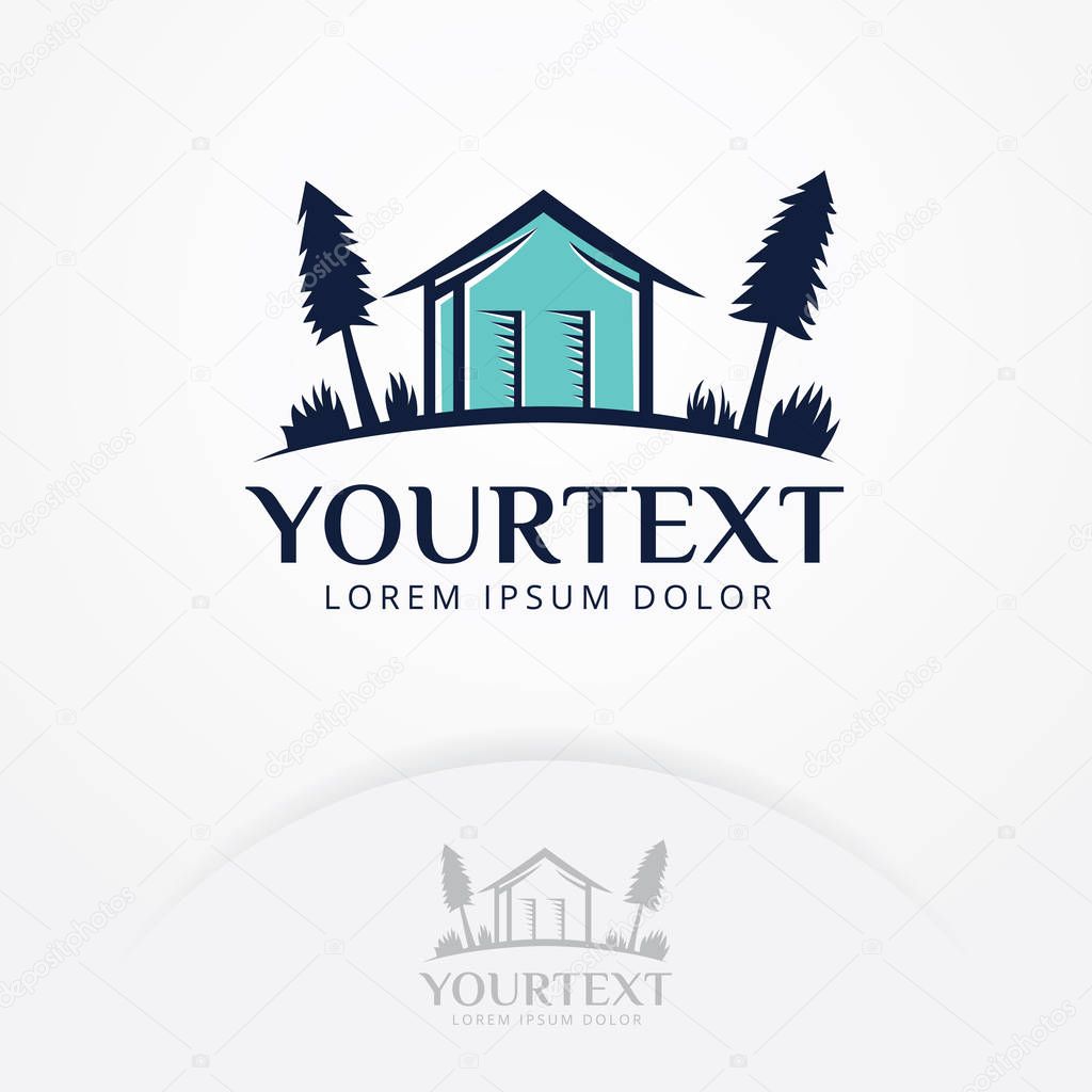 House logo design. Vector logo design of a trees and small house. Real estate vector logo template