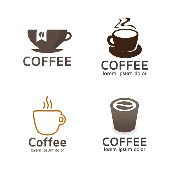 Kaffee Logos Vektor Sammlung Von Heißgetränken Morgen Becherset Für Kaffee — Stockvektor