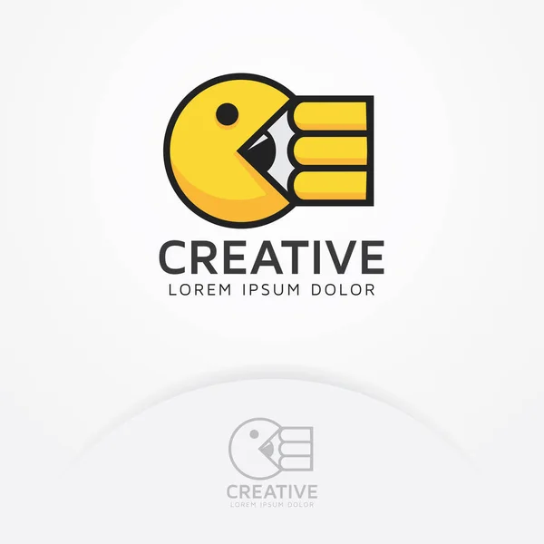 Mangez Créativité Les Illustrations Emblématiques Jeu Arcade Mangent Crayon Illustration — Image vectorielle