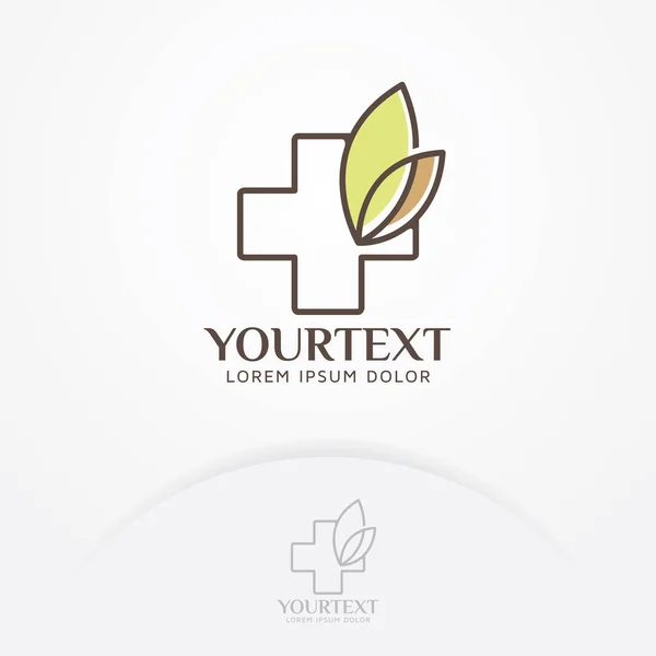 Logo Kesehatan Herbal Simbol Kesehatan Dengan Dedaunan Untuk Logo Klinik - Stok Vektor
