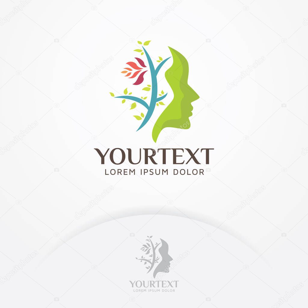 Beauty care logo. Silhouette of a woman face or head for salon logos, spa, treatments, massage, skin care, beauty and health. Vector logo template