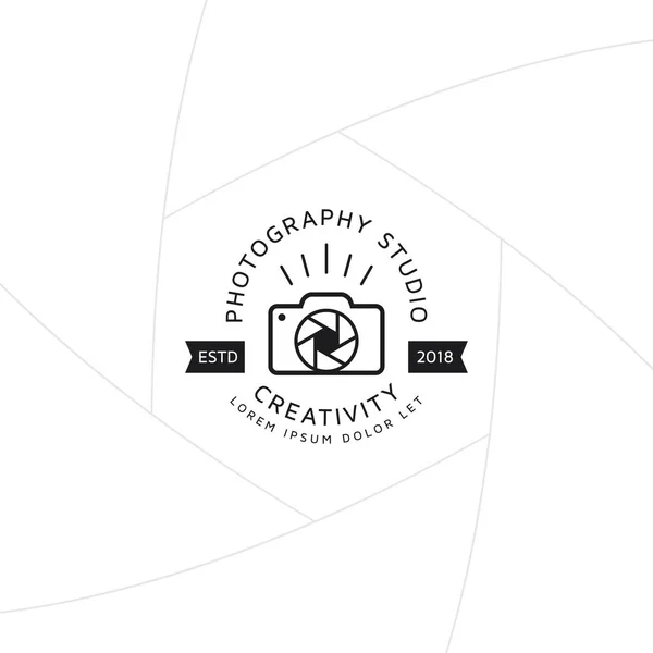 Design Crachá Etiqueta Fotografia Criativa Logotipo Para Estúdio Fotógrafo Videógrafo —  Vetores de Stock