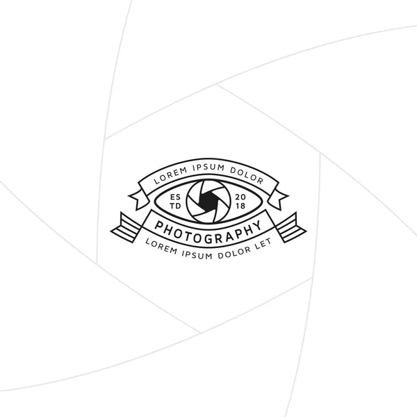 Odznaka Oko Kamery Etykiet Logo Studio Fotograf Kamerzysta Symbolem Oka — Wektor stockowy