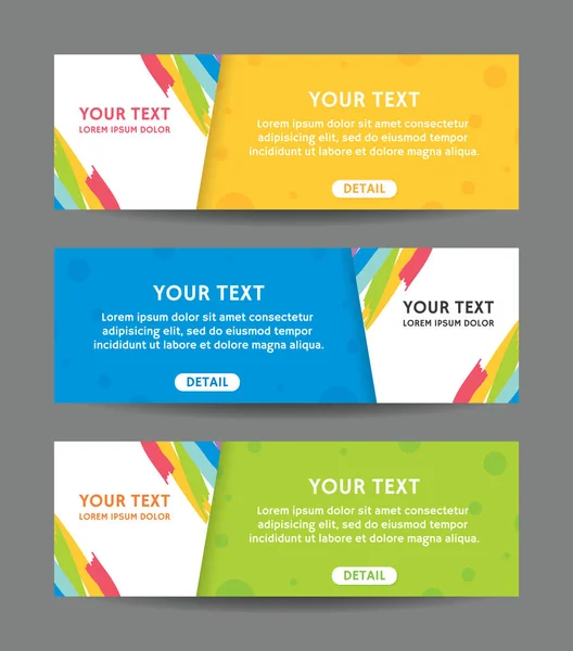Set Web Banner Templates Abstract Horizontal Banners Colorful Background — Stock Vector