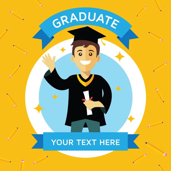 Ilustração Estudante Graduação Vetor Estudante Celebrando Graduação — Vetor de Stock