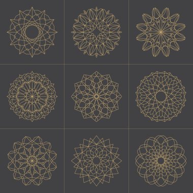 Toplama tasarım öğeleri geometrik şekiller çizgi sanat stili ile