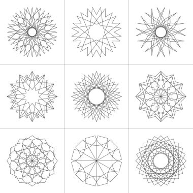 Çizgi stili içinde geometrik şekiller kümesi