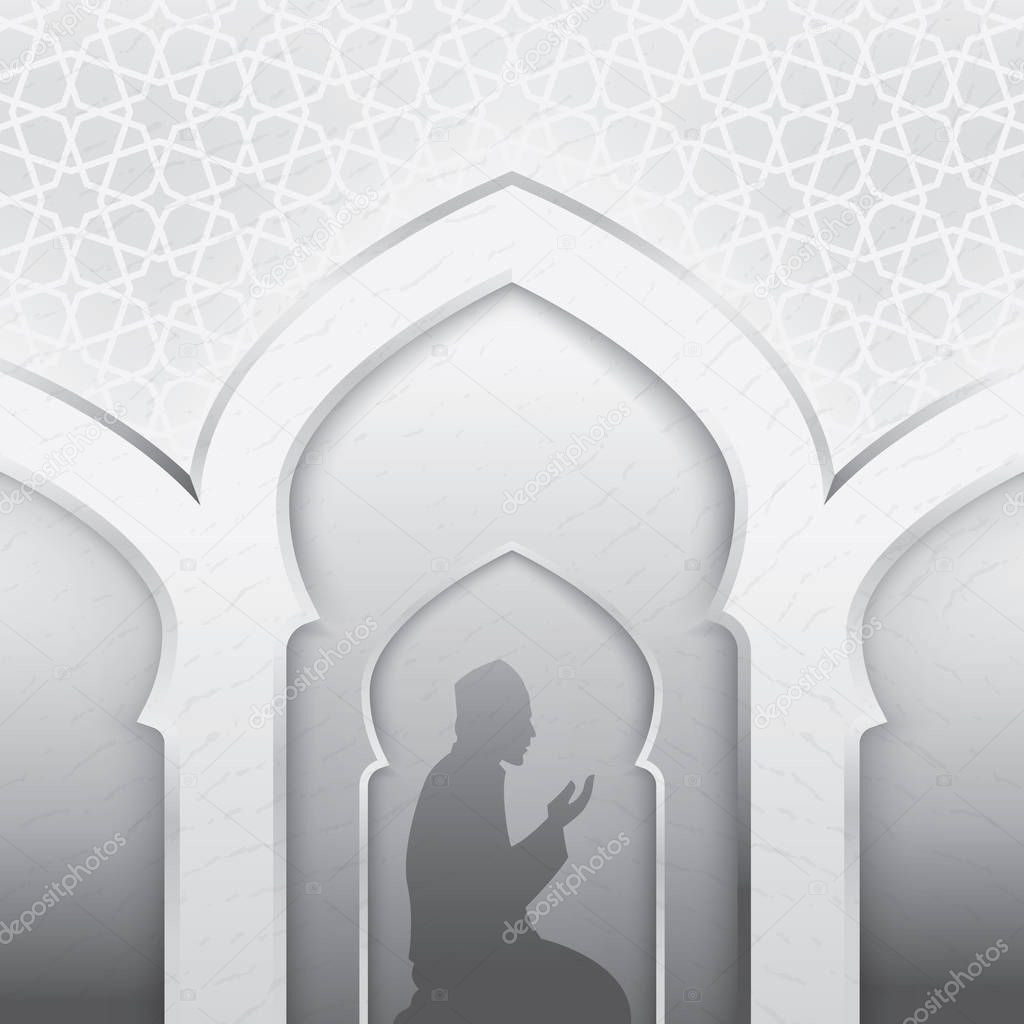 Illustrations of the Muslim silhouettes praying