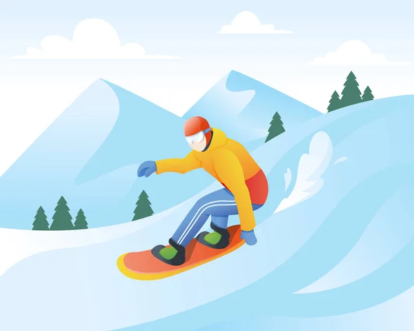 Ilustracja wektorowa z snowboardzista — Wektor stockowy
