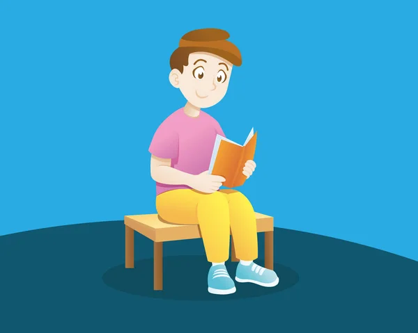 Little boy reading a book — Stock Vector