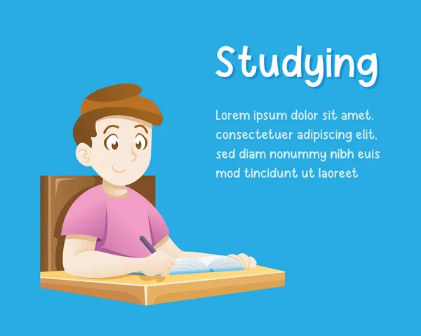 Criança fazendo lição de casa ou sentada na aula da escola — Vetor de Stock