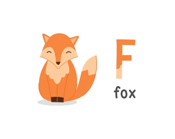 Ilustrație vectorială a literei alfabet F și vulpe — Vector de stoc