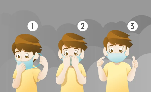 Kirliliği korumak için maske takan çocuk
