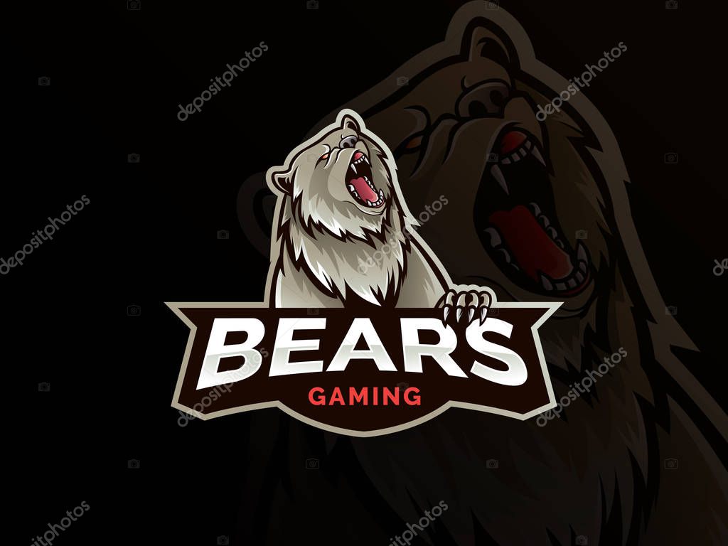 Bear sport gaming mascot logo template. esport gaming mascot logo template for team. Wild animal vector illustration