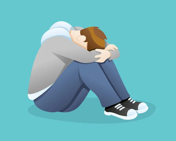 Depressieve man voelt verdriet — Stockvector