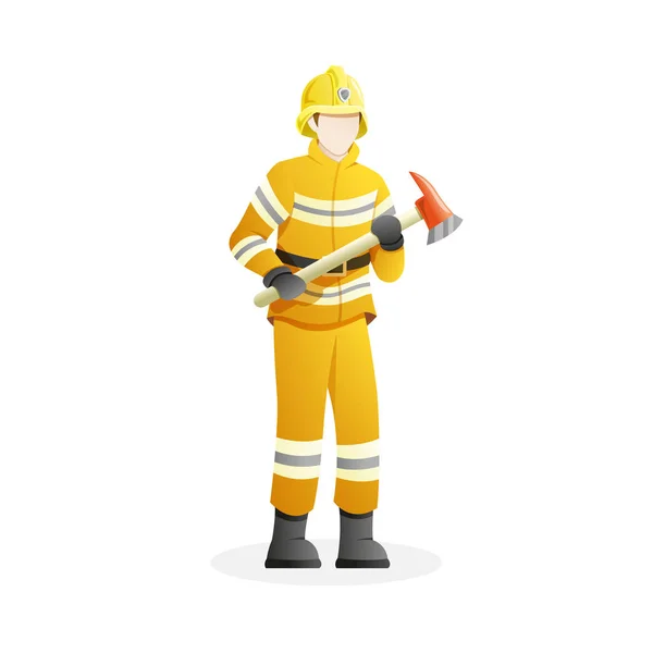 Vektor Illustration männlicher Feuerwehrmann mit einer Äxte — Stockvektor
